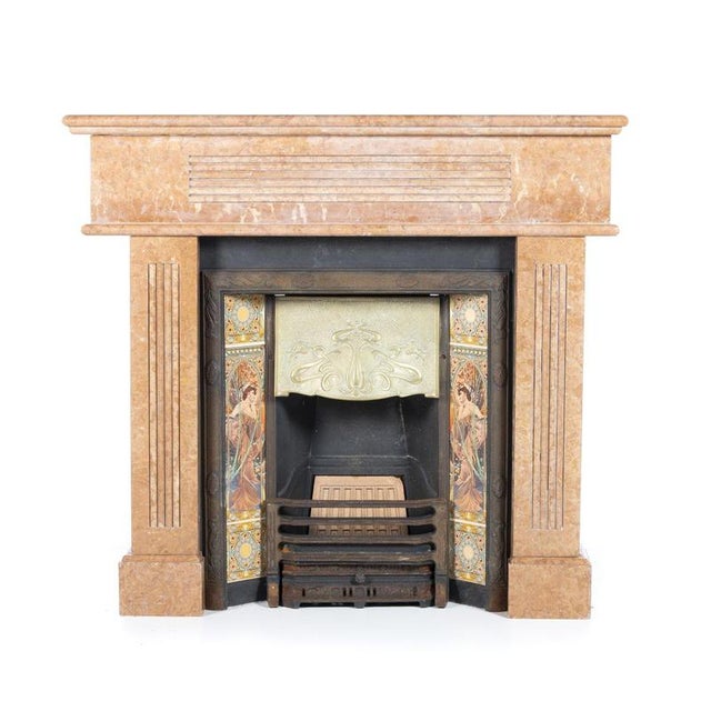 Art Nouveau French Fireplace in Pink Marble For Sale - Image 6 of 6