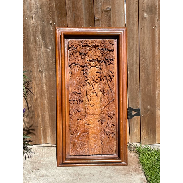 Hand Carved Fisherman Wood Relief Wall Hanging For Sale - Image 4 of 11