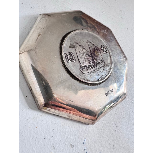 Sterling Silver Antique Export Coin Dish or Trinket Tray. Silver Coin Insert. For Sale In Charleston - Image 6 of 10