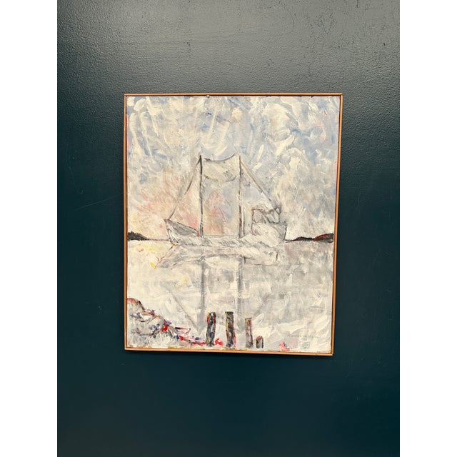 Michael Hertzman, Silhouette of the Boat, 1992, Oil on Canvas, Framed For Sale - Image 17 of 18