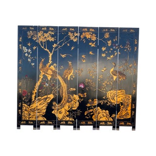 Mid 20th Century Chinese Lacquer 6-Panel Screen For Sale