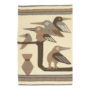Late 20th Century Pigeon Flatweave Textile Art