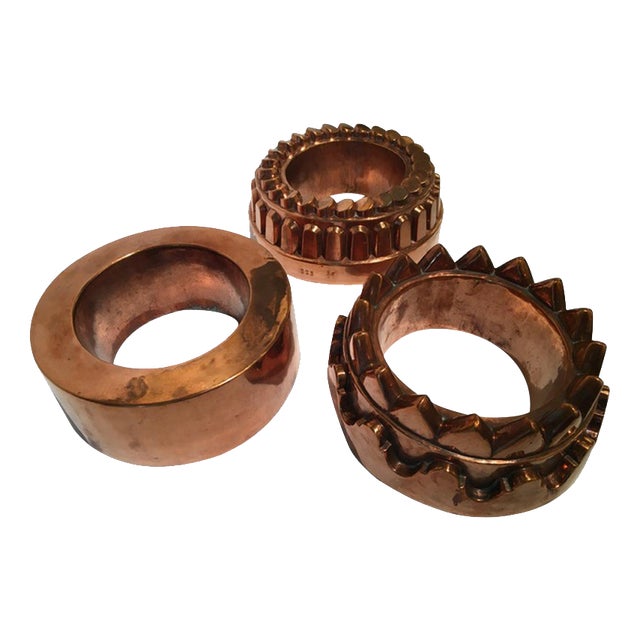 Copper Kitchen Pudding Molds for Wall Decoration, France, 1790s, Set of 3 For Sale