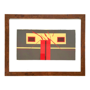 Barbara Beck Framed 1969 Mid Century Modern Screen Print on Paper - Framed in Dark Wood