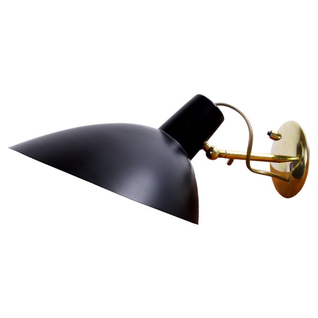 Visor Black Wall Lamp in Brass by Vittoriano Vigano for Arteluce, 1950s For Sale