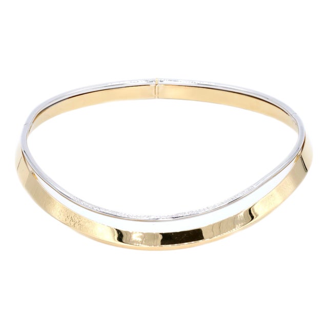 18k (750) Two Toned Yellow and White Gold Choker Necklace For Sale