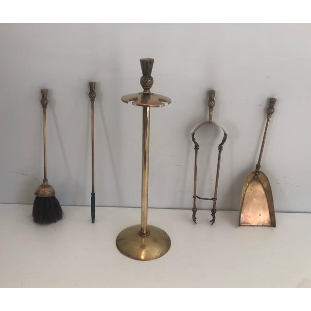 Neoclassical Pineapple Brass Fireplace Tools For Sale - Image 3 of 8