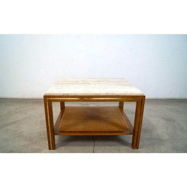 Edward Wormley 1960’s Mid-Century Modern Travertine Top End Table For Sale - Image 4 of 12