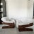 Vintage brutalist two seater sofa and lounge chair, oak wood and sheepskin-like textil ( polyester ). Very comfortable, we...
