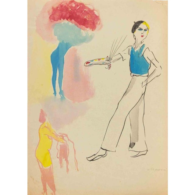 Watercolor on paper realized by Mino Maccari in 1935 ca. Hand signed in pencil lower right. Very good condition except for...