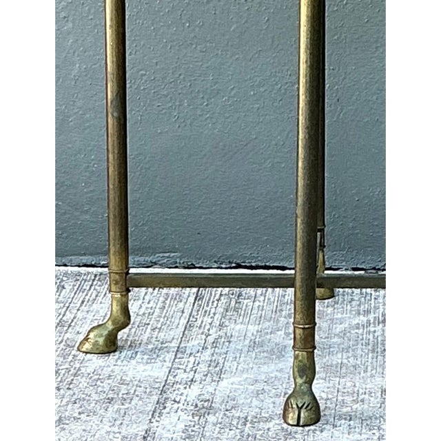 Vintage Brass and Glass Hoof Footed Side Table After LaBarge For Sale - Image 9 of 12