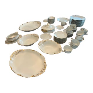 1900s Limoges Haviland Ranson Gold Pattern Service for 12 Set - 66 pcs For Sale
