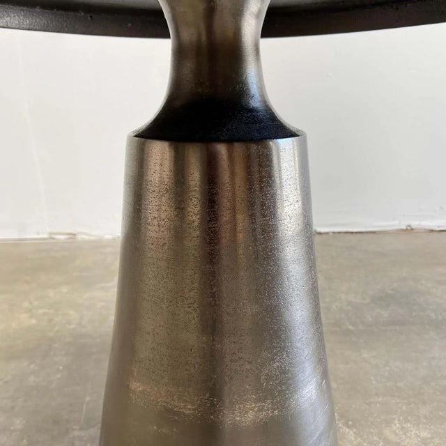 Metal Modern Style Side Table in Antique Pewter With Aged Patina For Sale - Image 7 of 10