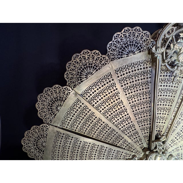 Metal 19th C French Louis XVI Gold Gilt Bronze Fireplace Screen 1 Pc For Sale - Image 7 of 16