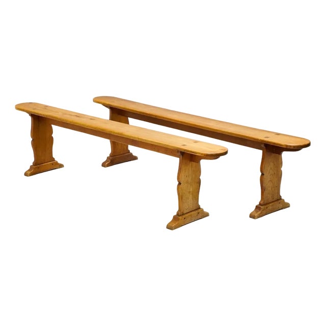 Set of Vintage Benches in Cherrywood For Sale