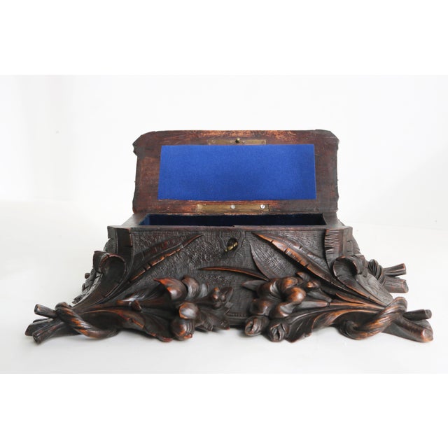 Antique Swiss Hand Carved Black Forest Jewelry Box, 1880 For Sale - Image 4 of 14