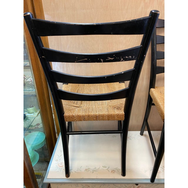 1960s Scandinavian Ladder-Back Dining Chairs, Woven Rope, Set of 4 For Sale - Image 10 of 13