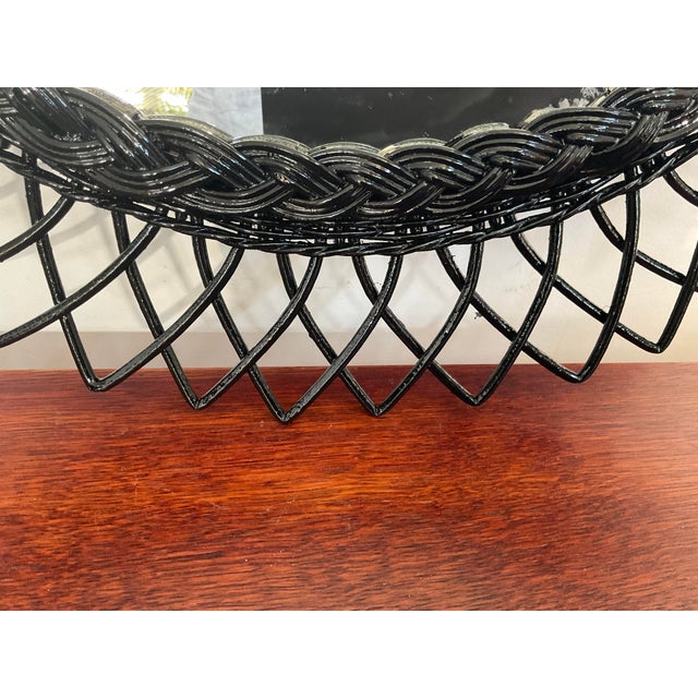Vintage Round Wicker Sunburst Wall Mirror For Sale - Image 9 of 13