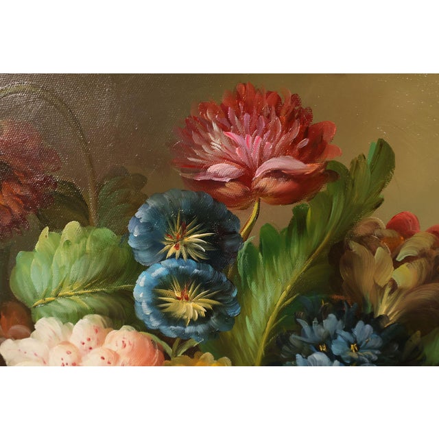 Oil Painting Botanical Still Life in Carved Wood Gold Leaf Frame Signed Heather For Sale - Image 11 of 18