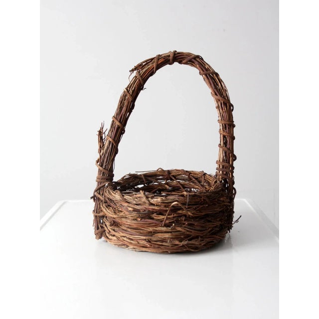 Vintage Rustic Twig Basket For Sale - Image 12 of 12