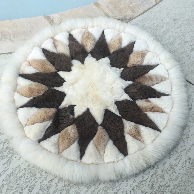 Vintage Round Peruvian Alpaca Wool Rug 4′ × 4′ Chairish