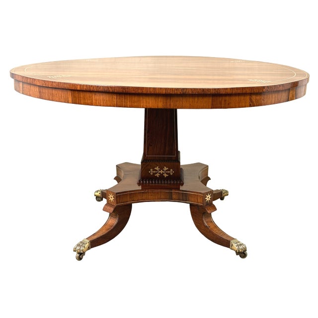 Small Regency Circular Rosewood and Brass Inlaid Centre Table, 1825 For Sale - Image 16 of 16