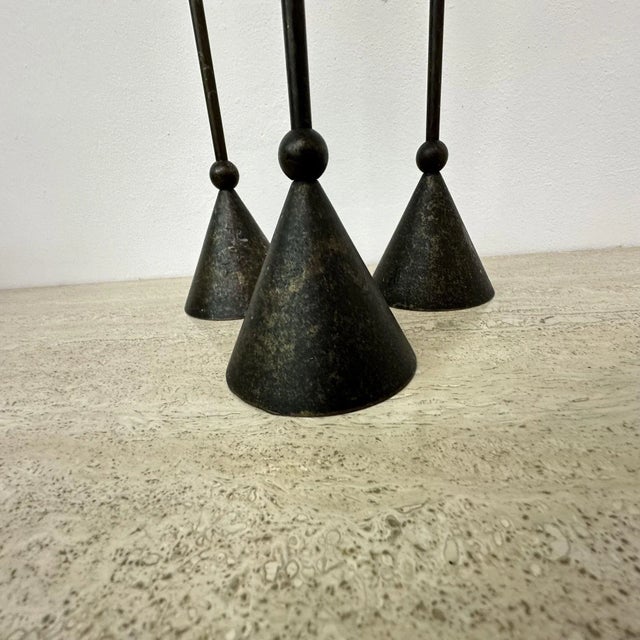 1980s Bronze Candleholders, 1980s, Set of 3 For Sale - Image 5 of 10