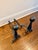 Vintage Black Cast Iron Cannonball Fireplace Andirons – A Pair For Sale - Image 4 of 8