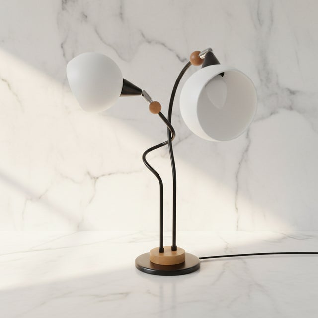 Mid-Century Modern Mid-Century Modern Bony Table Lamp with Glass Globe Shades, 1980s For Sale - Image 3 of 5