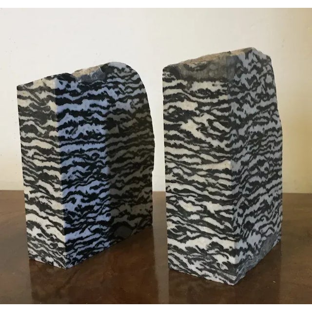 White Zebra Marble Bookends - A Pair For Sale - Image 8 of 13