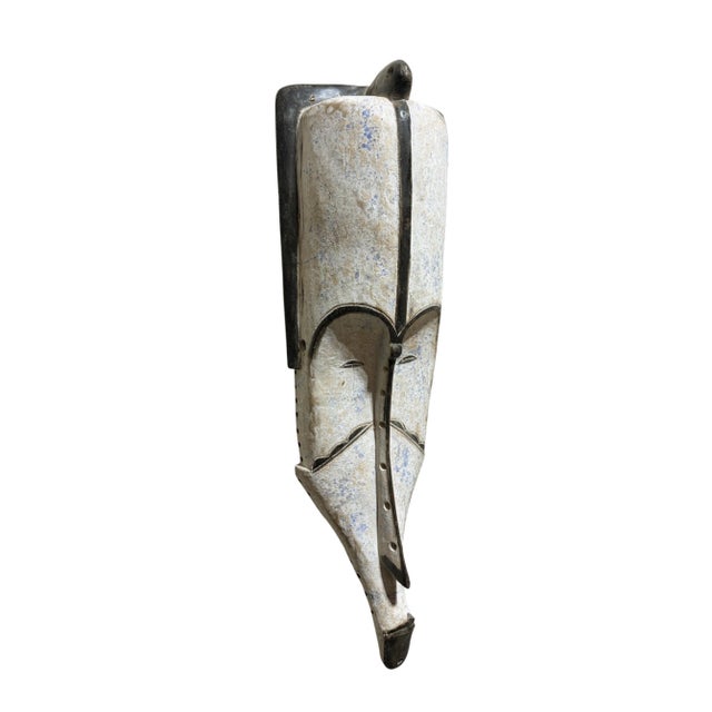 White Vintage Large Fang Mask Elongated Face Gabon African Mask 35" H For Sale - Image 8 of 8