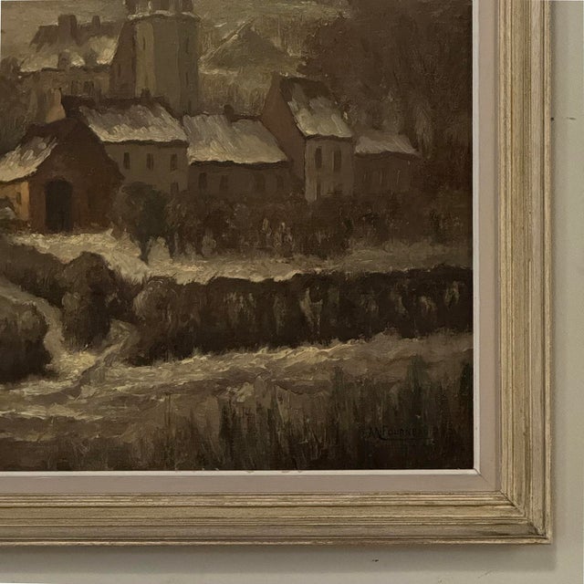 Framed Oil Painting on Board by Maurice Fourneau (1900-1990) 'Winter Village' For Sale - Image 9 of 15