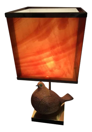 Italian Modernist Ceramic Partridge With Tortoise Shell Lucite Shade
