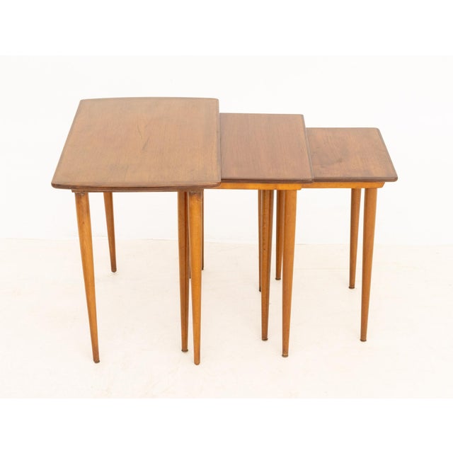 Brown Modern Walnut Nesting Tables, 3 For Sale - Image 8 of 9