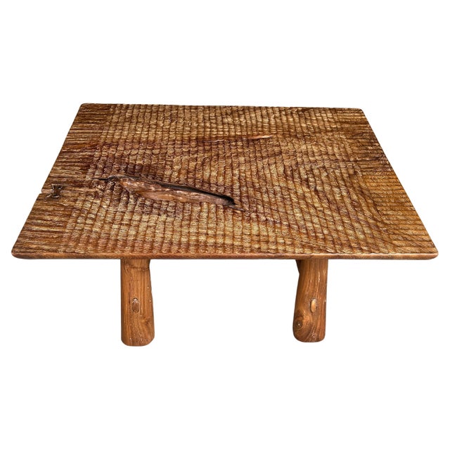 Wood Andrianna Shamaris Minimalist Hand Carved Teak Wood Side Table or Coffee Table For Sale - Image 7 of 18