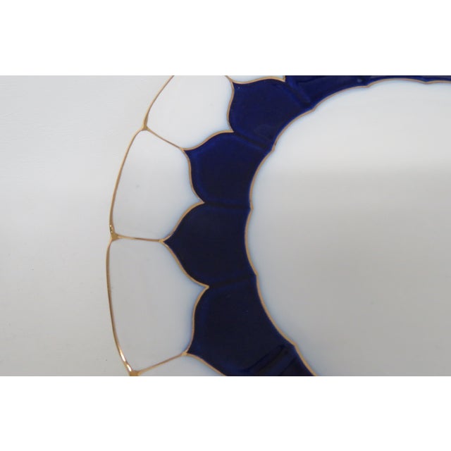 Meissen Porcelain Meissen B Form Royal Blue Gilt Hand Painted 11 Inches Plate 4591b For Sale - Image 4 of 12