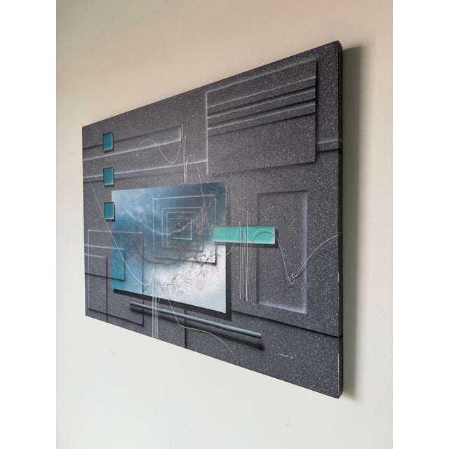 1980s 1980s Josef Kugler Abstract Geometric Acrylic on Canvas Painting For Sale - Image 5 of 12