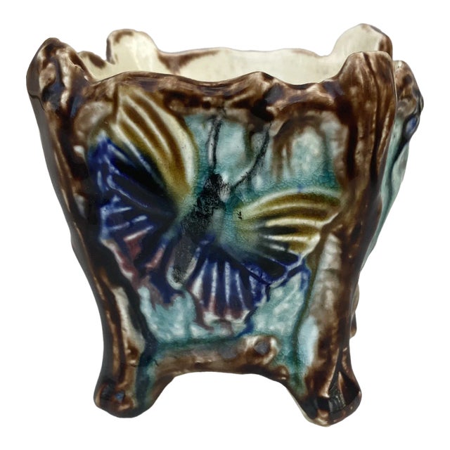 Small French Majolica Cache Pot Onnaing, Circa 1890 For Sale