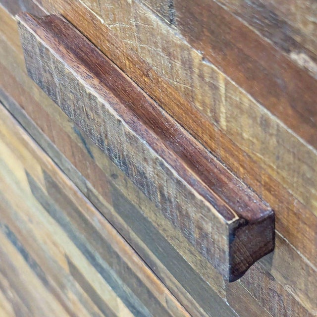 Wood Environment Furniture Santomer Modern Rustic Wood 6-Drawer Dresser With Patchwork Front, Attributed For Sale - Image 7 of 11