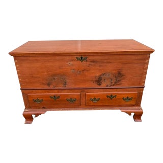 Antique Pennsylvania Two-Drawer Dower Chest, Lancaster County, Dated 1856 - "Elmina Stauffer" For Sale