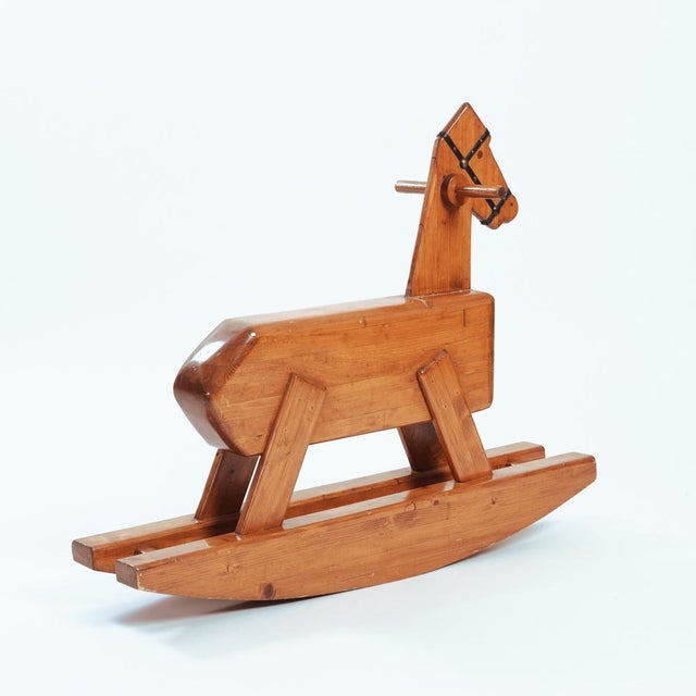 Large Vintage Dutch Rocking Horse in Pine, 1960s For Sale - Image 4 of 16