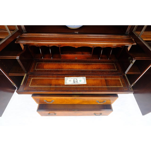 Traditional Beacon Hill Individual Panes Bubble Glass Doors Mahogany Butler Desk Breakfront For Sale - Image 3 of 18