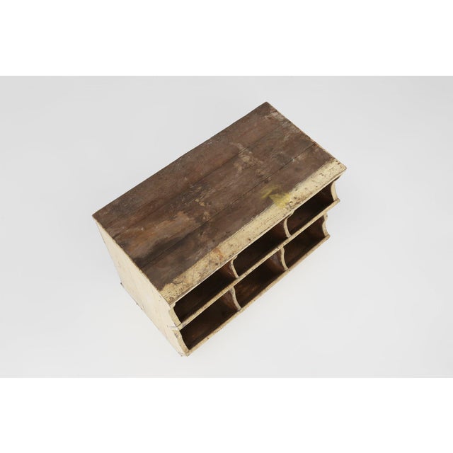 Cream Industrial Compartment Cabinet with Rich Patina, France, 1890s For Sale - Image 8 of 11