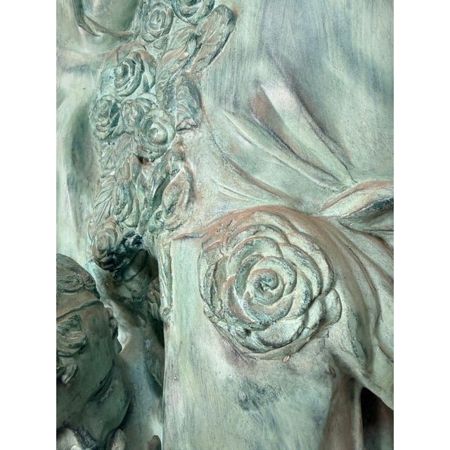 Verdigris Monumental Classical Tiered Fountain With Shell Basins – Verdigris Patina – 11 Ft Tall For Sale - Image 8 of 10