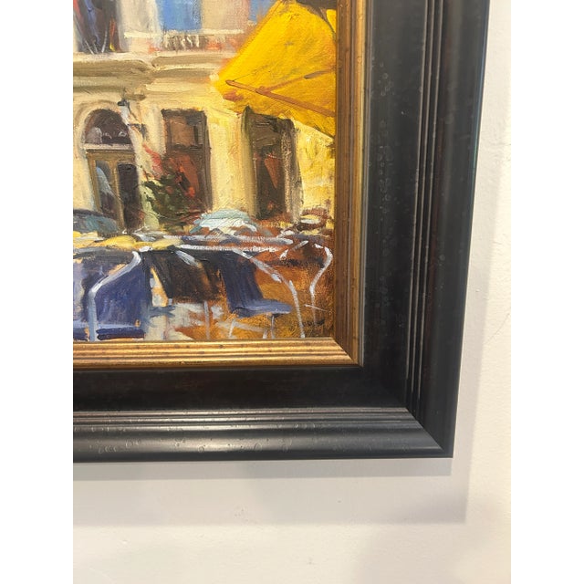2000 - 2009 “Morning Light in a French Square” – Impressionist Oil on Board For Sale - Image 5 of 11