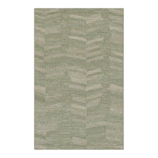 Rug & Kilim’s Scandinavian Style Rug in Green and Cream, With Geometric Patterns For Sale