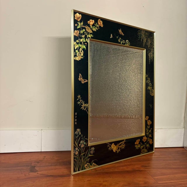 Black Vintage La Barge Reverse-Painted Églomisé Chinoiserie Wall Mirror For Sale - Image 8 of 12