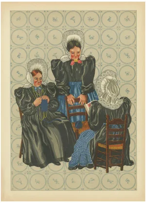 Gratiane de Gardilanne and Elizabeth Whitney Moffatt, Huizen Women's Modern Dress with Lace Caps & Aprons, 1932, Print