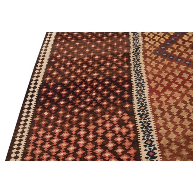 Brown Mid-20th Century Vintage Persian Kilim Wool Rug For Sale - Image 8 of 13
