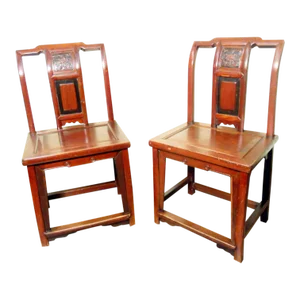 Antique Chinese Ming Chairs, Zelkova Wood, Circa 1800-1949 - A Pair